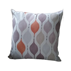 geometric pillow cover - orange lilac beige grey white pillow -  mauve tangerine cushion - warwick charlotte fabric - tangerine mauve pillow