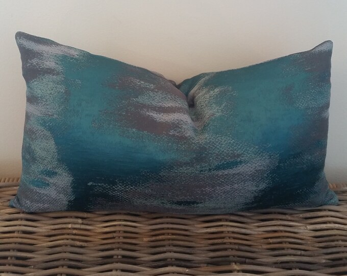Teal Lumbar Pillow Cover Casamance Fabric Lumbar Pillow Etsy Denmark