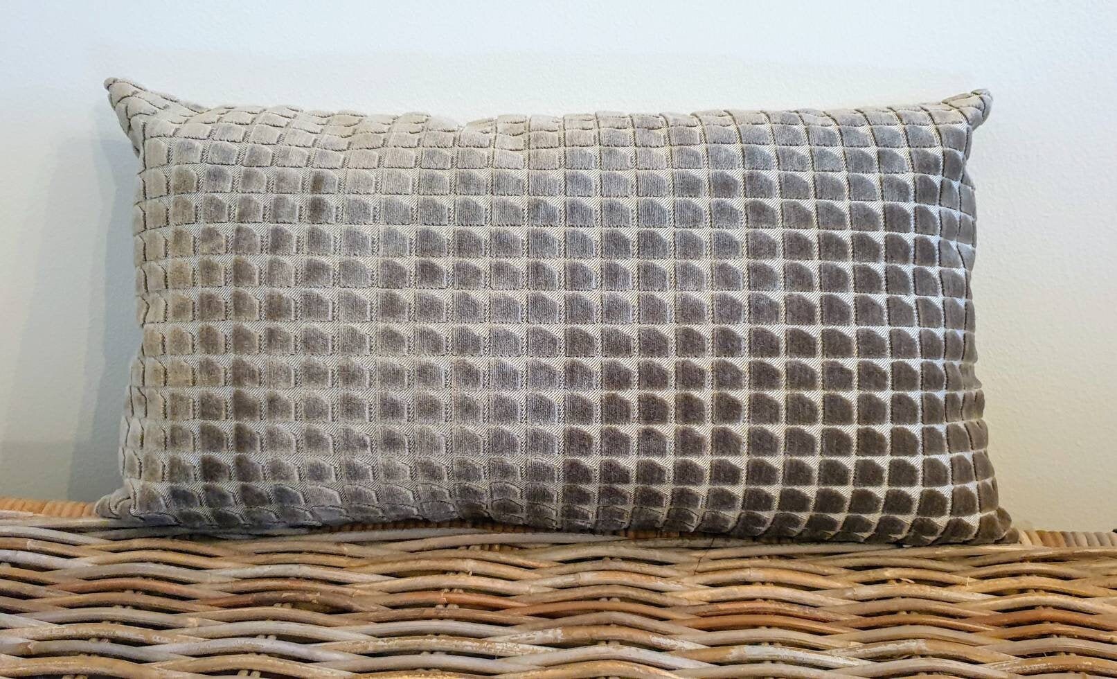 Taupe cut velvet lumbar pillow cover french velvet Etsy