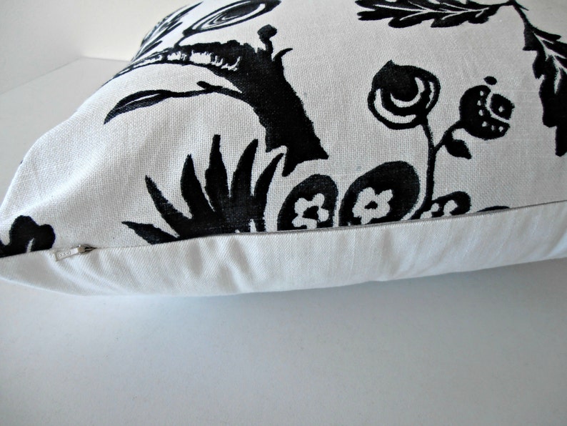 Black and White Pillow Cover Birds and Flowers Pillow Etsy