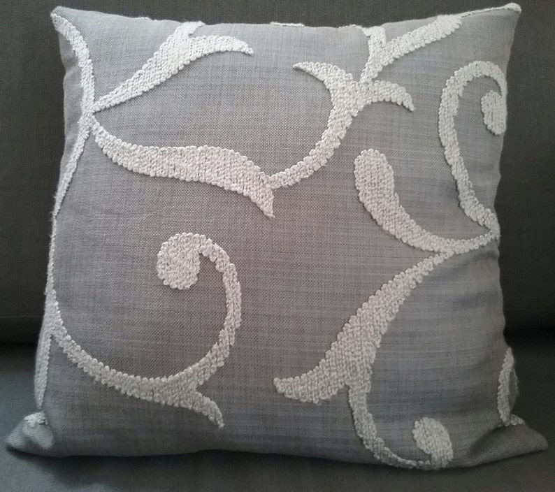 Grey Pillow Cover Mid Grey Cushion Grey Embroidered Décor Etsy Australia