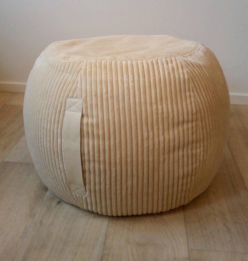 Hocker Pouf Creme Samt Pouf Creme Runde Pouf Sitzsack Pouf Etsy