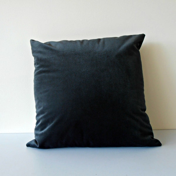 Charcoal Velvet Pillow Cover - charcoal velvet cushion - dark grey velvet décor pillow - grey velvet throw pillow