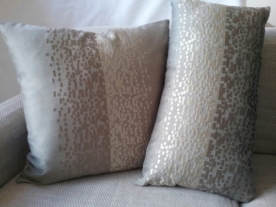 pillow cover set embroidered grey beige Pillow Covers by northwestdecor on Etsy