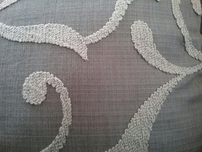 Grey Pillow Cover Mid Grey Cushion Grey Embroidered Décor Pillow Grey