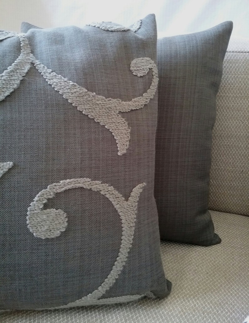 Grey Pillow Cover Mid Grey Cushion Grey Embroidered Décor Etsy Australia