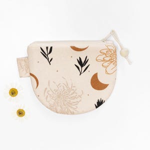 Bolsa para marcadores de puntos. Monedero pequeño. Billetera pequeña. Tarjetero. Estuche con cremallera. Lona de algodón. Idea de regalo para ella. Amante de la naturaleza y las plantas.