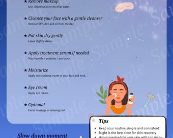 Night skincare routine digital checklist
