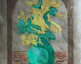 Acacia dorada (para Acacia) - edición limitada - grabado en linóleo - arte
