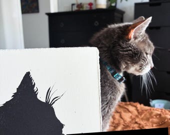 Victorian style custom pet portrait Lino print. Personal edition of 5 original Lino prints.