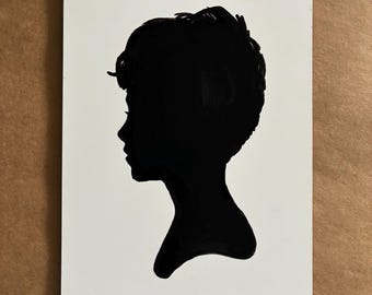 Victorian style custom silhouette portrait -ink on white clay board