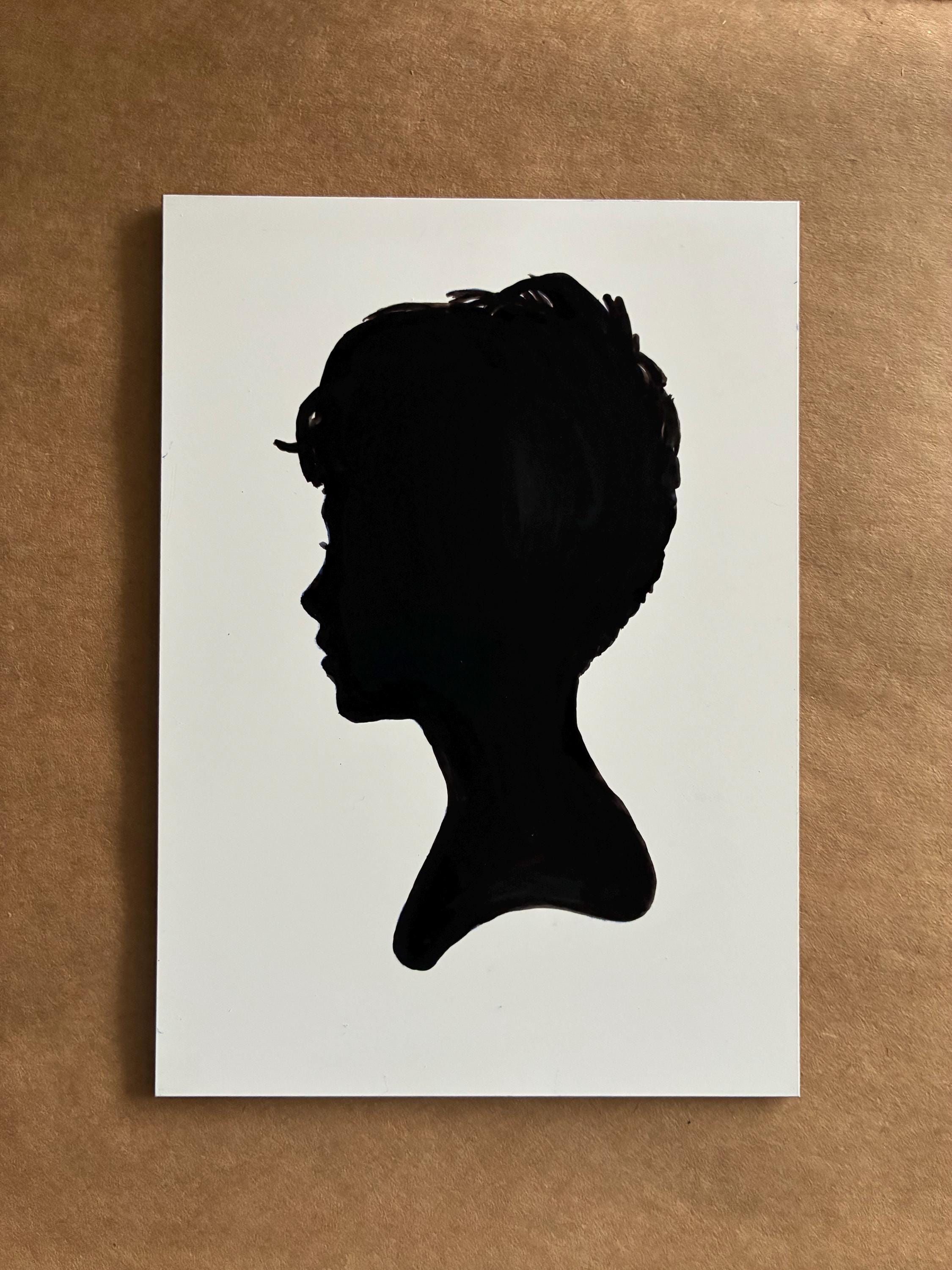 Victorian style custom silhouette portrait -ink on white clay board