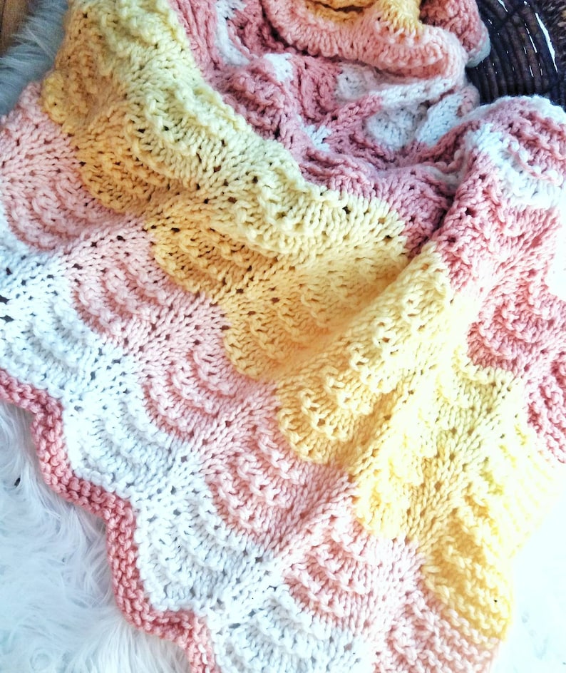 132 PDF Waves Baby Blanket Knitting Pattern / Easy Baby Etsy