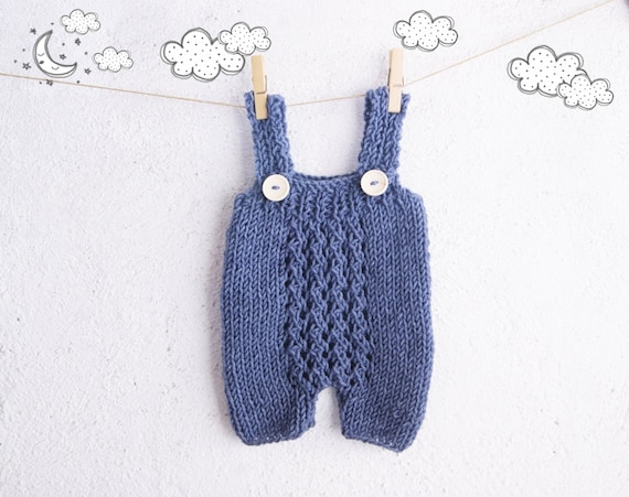 blue knitted romper