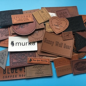 500 Custom leather labels, pu leather labels, faux leather labels, pu leather patches, leather patches, faux patches, clothing patches