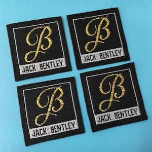 300 Custom gold label, gold woven clothing label, gold damask woven label, metallic gold sewing label, gold fabric label
