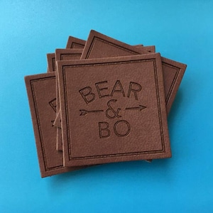 1000 Custom personalized leather labels, faux  leather labels, sew leather tags, custom leather labels, embossed leather label patches