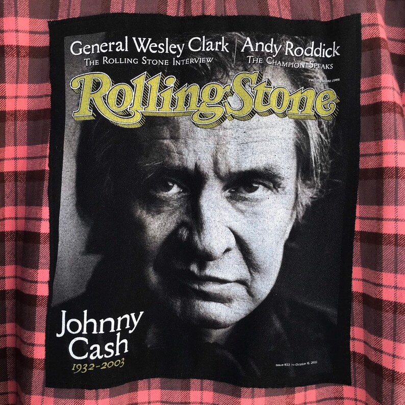 Redesigned by Restored Rose festival clothing unisex XL coral pink plaid Johnny Cash Vintage Flannel Shirt Up cycled clothing
