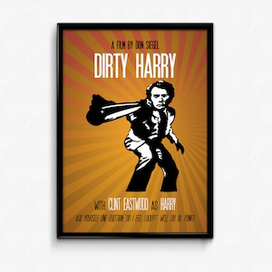 Dirty Harry Poster Clint Eastwood Quote - Do You Feel Lucky? Well, Do Ya, Punk? - Art Print, Multiple Sizes - 8x10 to 24x36 - Style Minimal