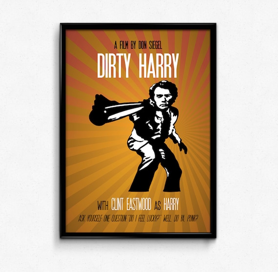 Dirty Harry Poster Clint Eastwood Quote - Do You Feel Lucky? Well