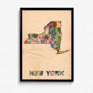 New York carte affiche reproduction d’aquarelle - Fine Art Digital peinture, plusieurs tailles de papier Vintage - 12 x 18 à 24 x 36 - couleurs de Style