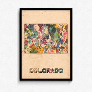 Colorado Map Poster Watercolor Print - Fine Art Digital Painting, Multiple Sizes - 12x18 to 24x36 - Vintage Paper Colors Style