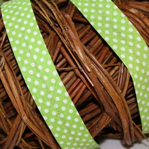Bias binding, edging tape dots green, 20 mm