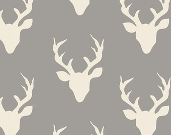 Art Gallery Fabrics jersey deer head light gray