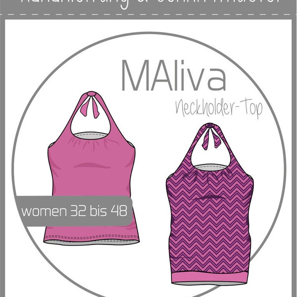 Sewing Pattern Halter Top MAliva Size 32 - 48