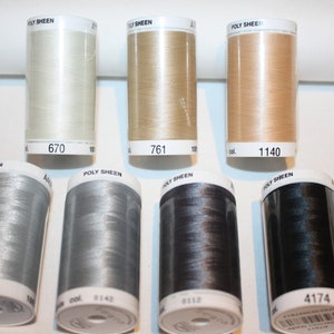 Mettler Poly Sheen Multi machine embroidery thread, size 40, 800 m, assorted colors: grey, beige, sand