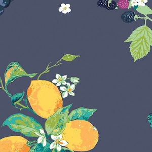 Baumwolle Früchte by Art Gallery Fabrics mediterraneo grau