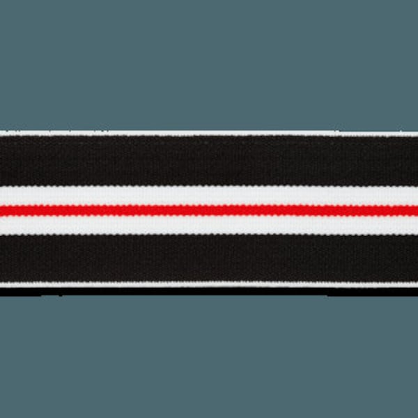 Gummiband 40 mm mit Streifen  schwarz weiß rot