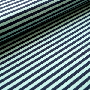 ORGANIC JERSEY Stoffonkel stripes aqua - dark blue