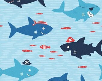 ORGANIC JERSEY fabric uncle pirate shark