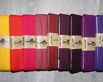 NEW colors 3 m bias binding jersey viscose. 20 mm yellow, red tones orange Oaki