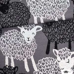 Tricot Jacquard PaaPii Bio Mouton BÄÄ gris noir laine blanc