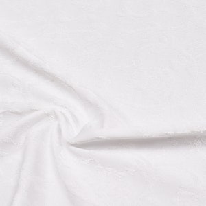 Badstof jersey effen witte wol wit bloemenpatroon