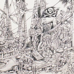 Cotton fabric Alexander Henry Nicoles Print I Pirate Skeleton