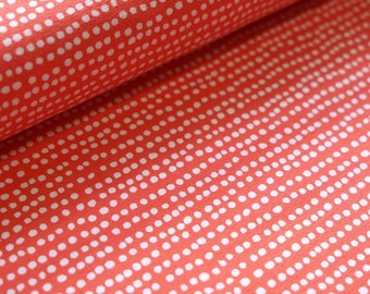 Tissu Jersey Bio Dotted Line corail oncle