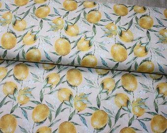 Baumwolle Zitronen beige Blüten