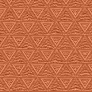 Könnte beinhalten: Ein nahtloses Muster mit einem sich wiederholenden geometrischen Design aus überlappenden Dreiecken in Orange- und Brauntönen.