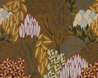 KOKKA lona/lino BLOOM de Bookhou marrón