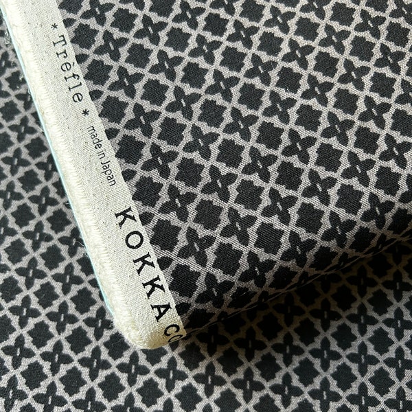 KOKKA Canvas Lin SASHIKO MOYO tissu japonais gris noir