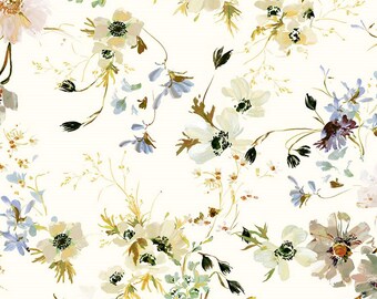 Cotton PERENNIAL by windham fabrics flower white