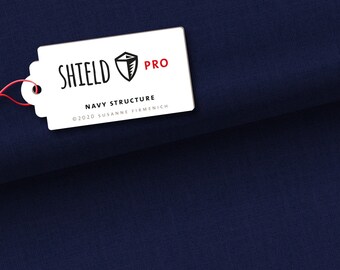 Albstoffe Bio Jersey SHIELD PRO NAVY Uni Structure Stoff Mund- und Nasenmaske  Antimikrobieller Funktionsstrick