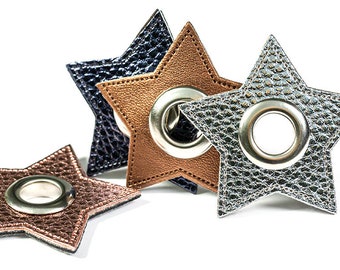 Eyelets Patches Star for cords imitation leather 10 mm NEW COLORS 48 x 48 mm