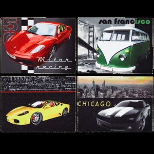 Applikation Autos 4er Set 8,5 x 6 cm