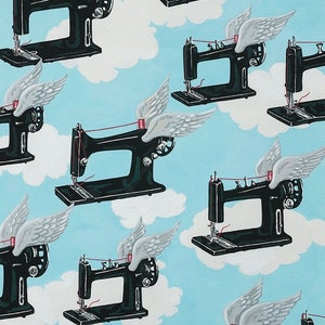 Cotton fabric Alexander Henry Flying Machine blue