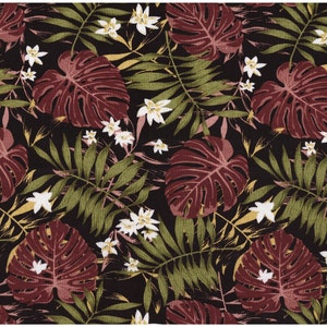 Viscose jersey Monstera leaves black brown green
