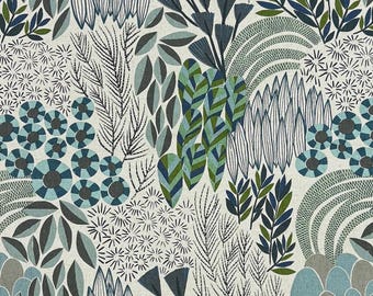 KOKKA lienzo/lino BLOOM de Bookhou azul